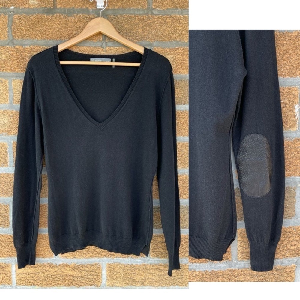 27 miles malibu elbow leather patch cashmere blend sweater small